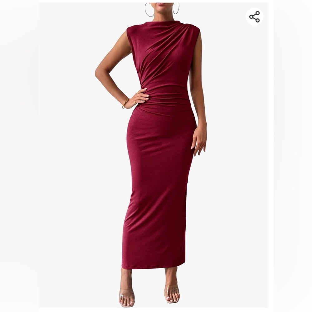 Women's Ruched Sleeveless Bodycon Dress
